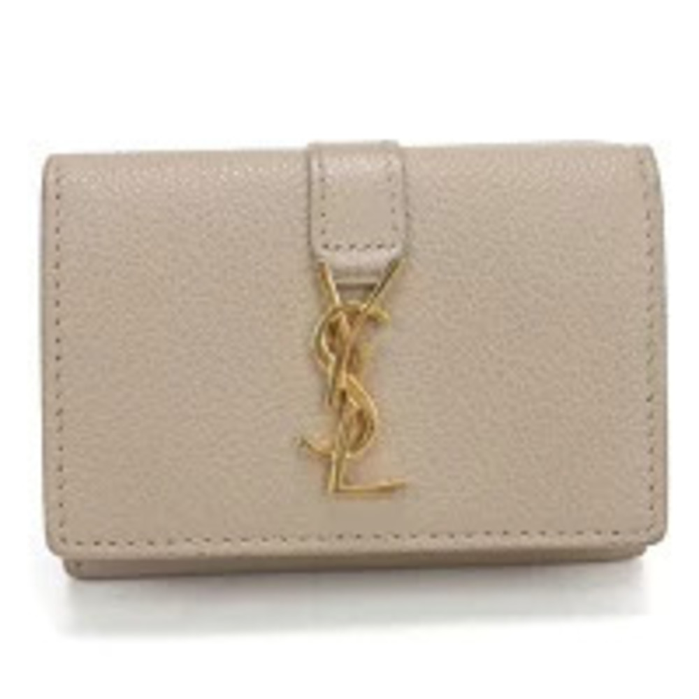 Saint Laurent Tri fold Wallet YSL Beige Cream